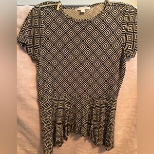 Michael Kors Black and Cream Diamond Pattern Top